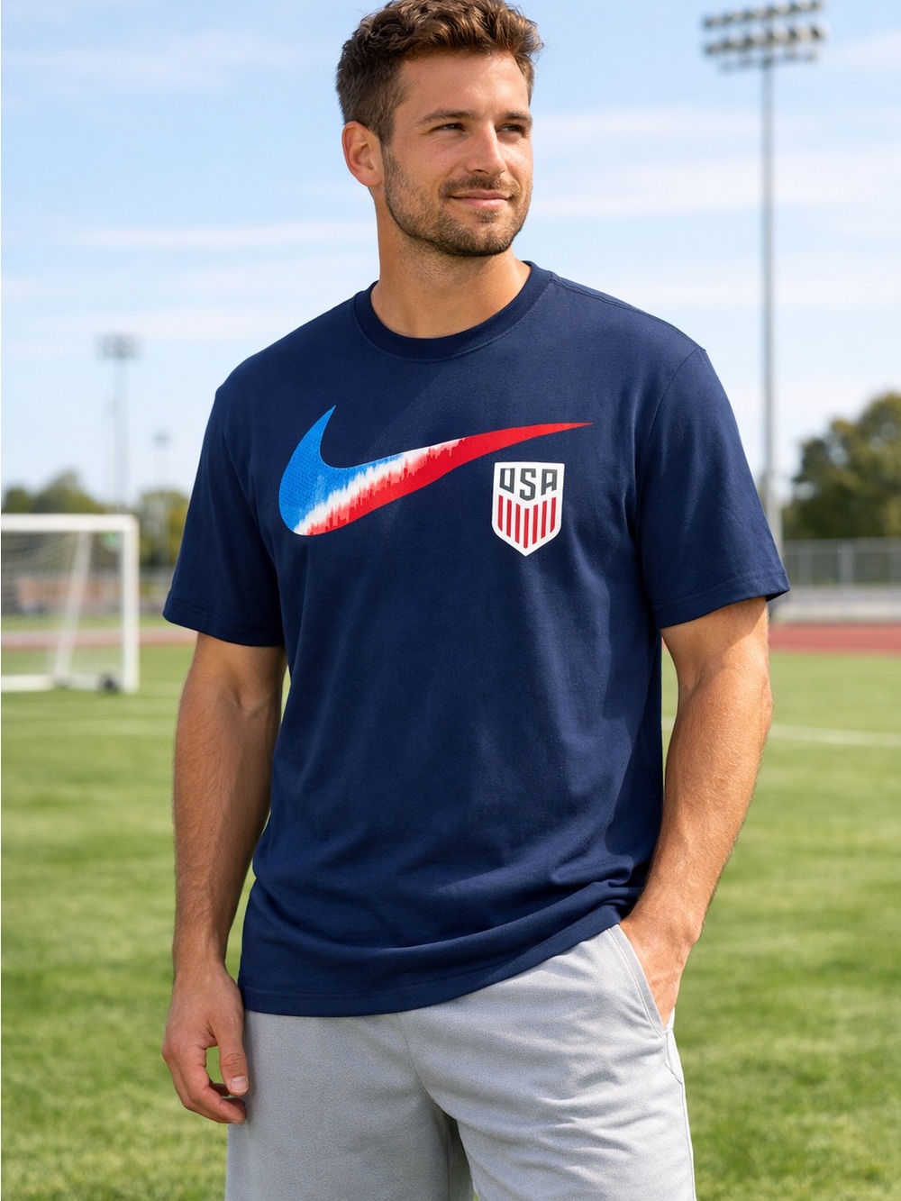 Nike USA Soccer Dri-FIT Cotton Tee NWT Men’s Medium Navy